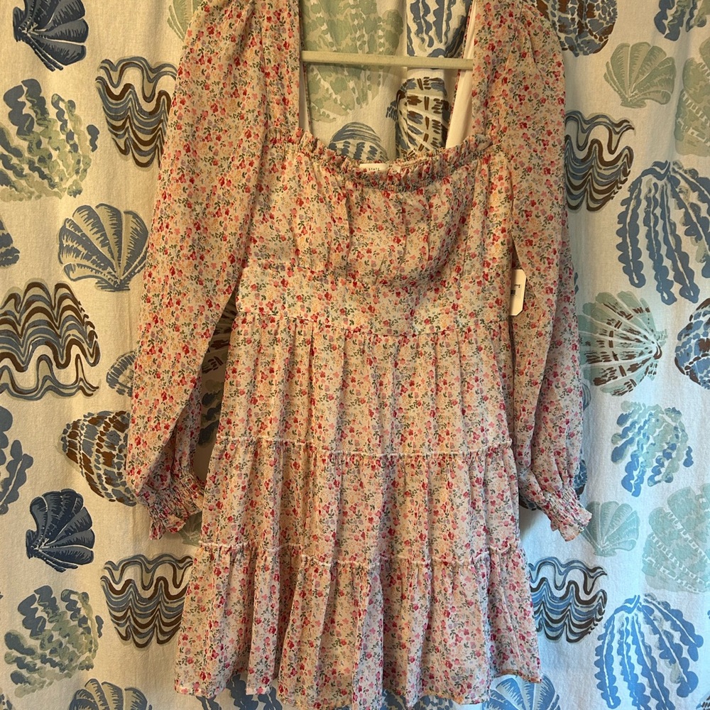 Altar'd State Ivory and Pink Floral Dress